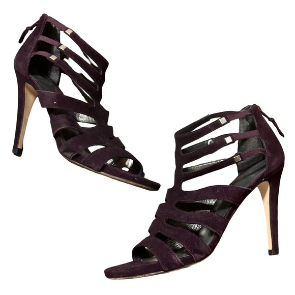 Stuart Weitzman purple suede sandal heels 8.5 - Picture 2 of 9
